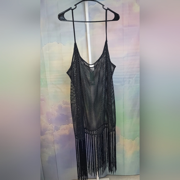 wild fable Other - Wild Fable Black Mesh Fringe Maxi Cover-Up Swimwear Festival Layering Versatile